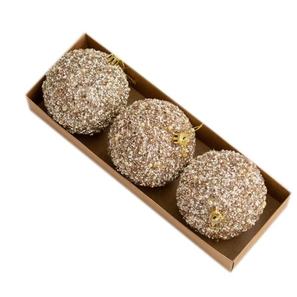 Samppanjanväriset joulukuusenpallot, joulukuusenkoristeet, 3 kpl, 8 cm 3pcs 8cm