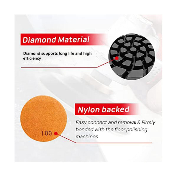 6 stk. Diamant Gulvpoleringspuder Resin Bond Terrazzo Gulv Dia