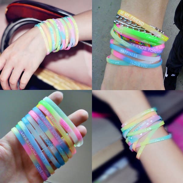 5 stk. / pakke silikone armbånd til bedste venner, multicolor