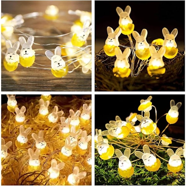 Påskhare Form Ljusslinga 220cm Mini LED Batteridriven Påsk LED Påskdekorationer Hare