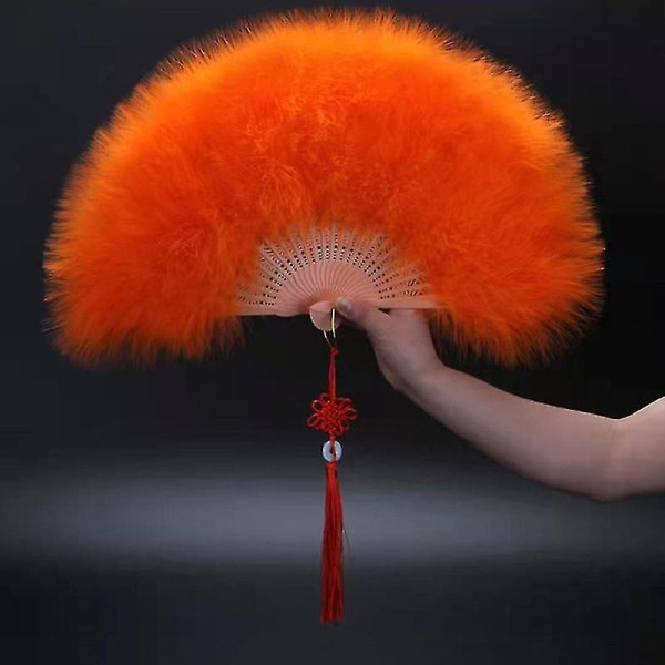 Feather Folding Fan Japanese Sweet Fairy Girl Gothic Court Dance Hand Fan Red