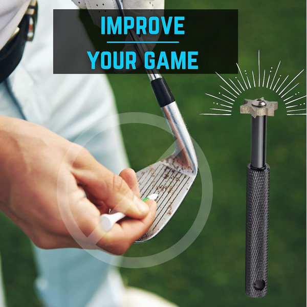 Golfklubba Groove Sharpener Golftillbehörsverktyg gjord för att räffa klubbor, strykjärn, pitching wedge, sandkilar, driver, lätt att fästa på golfbag till Br