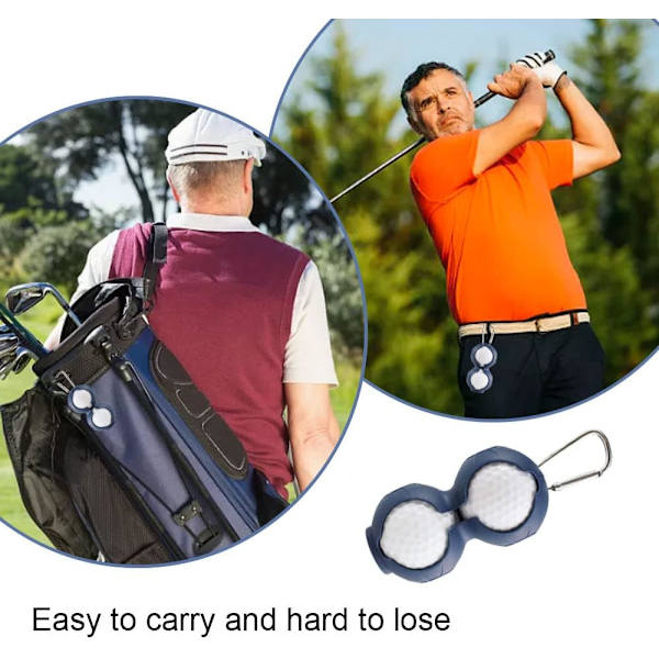 Golfbollhållare med krok, mjukt silikongolfbollsskydd, bollhållare, skyddande hylsa, 2 golfbollar påse för män kvinnor