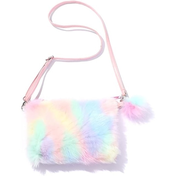 Plys taske Skuldertaske Halskæde armbånd Fødselsdagsgave Justerbar skulderrem Crossbody taske Regnbue rainbow