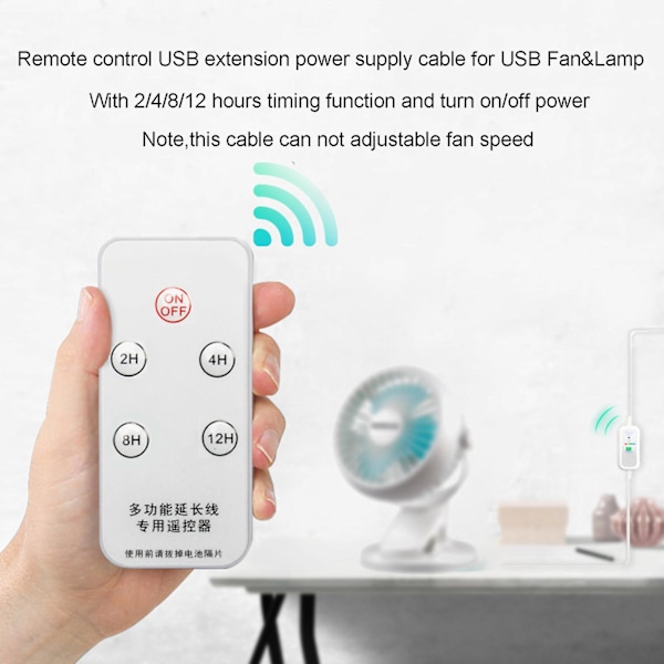 5V 1,5m Fjärrkontrollbrytare 2-12 Timmar Timer Strömkabel För USB Fläkt L