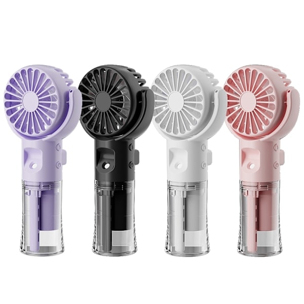 Bærbar Vifte med Luftfukter Mini Håndholdt USB Oppladbar med Vannspray Tåkefifte Kun Kjøling Fire Hastigheter Rosa Pink