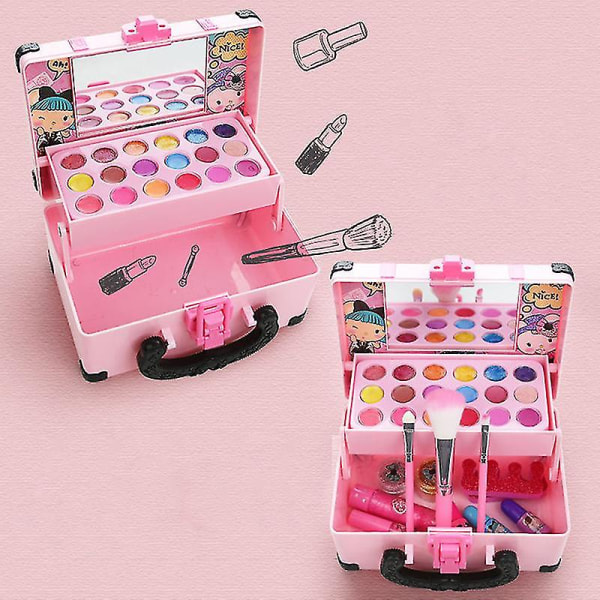 1 set Kids Makeup Kit för flickor Säker kosmetika leksaker Set kosmetika leksaker