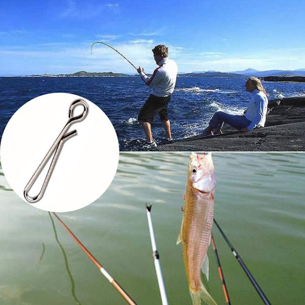 150 stk. Hurtigskiftesluk for havfiske, agnklemme, rustfritt stål, koblingsklips, hurtigklips, krok for fiske