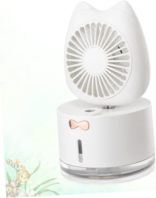 Luftfugtende ventilator USB-ventilator mini sommer ventilator hvid kat ventilator