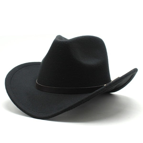 Amerikansk Western Cowboyhatt Filthatt För Män Och Kvinnor Ridhatt Rullad Kant Imitationsull Jazzhatt Cowboyhatt Svart black