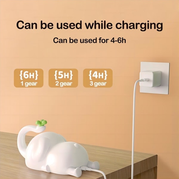 Söpö Elefantti Silikoni Yövalo LED Uutuuslamppu 3 Tasoinen Himmennettävä Lasten Yövalo USB Ladattava Ajastettava Unilamppu Lasten Sisustukseen