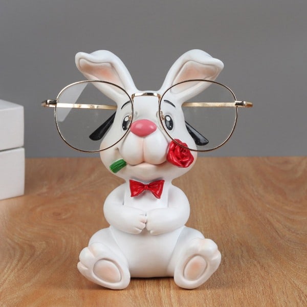 Søde Kanin Figurer Brilleholder Resin Dyre Statuer Solbriller Briller Display Stand Skrivebordsdekoration