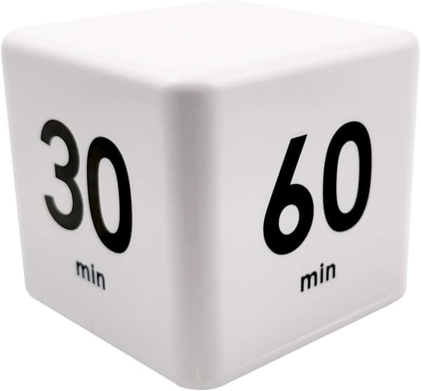 Cube Timer, Køkken Timer Børne Timer til Produktivitet Træning Flip Timer Klasseværelse til Studietid Nedtællingsstyring Indstillinger 15 20 30 60 Minutter White