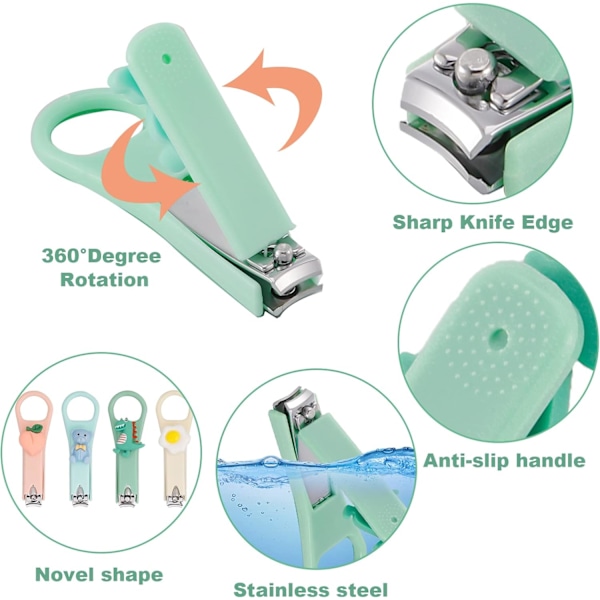 Nagelklippare Set, 4 st Rostfritt Stål Nagelklippare Tecknad Nagelklippare Vassa Söta Björn, Dinosaurie, Persika, Pocherat Ägg Nagelklippare Set