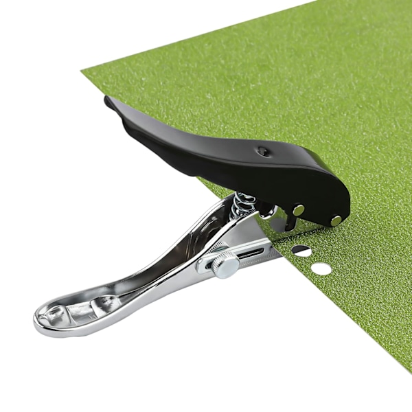 Pappersstansar, 8mm Handhållen Hålpapper med Grepphandtag Kraftig Cirkel Metall Enkelstans med Justerbar Skala (Svart)