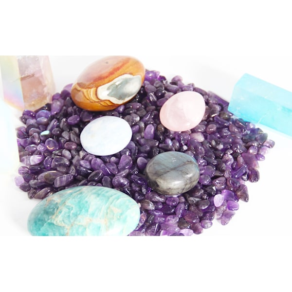 500g Naturlig krossad sten Ametist Kristallflis Bulk Healing Kristaller Krossade Kristall Ädelstenar för Hantverk purple crystal