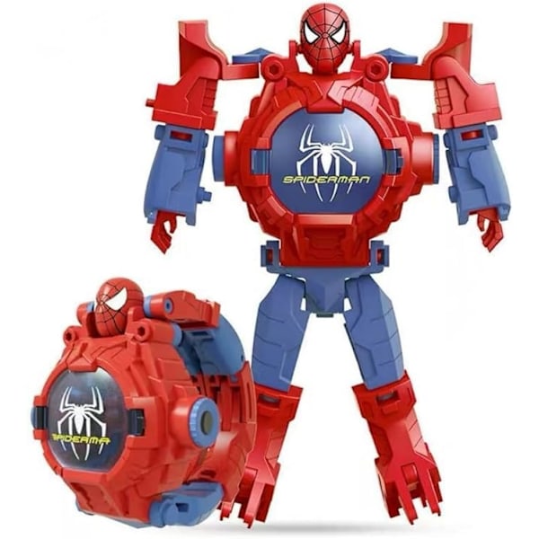 Superhjälte Robert klockarmband, pojke och flicka elektronisk klockprojektor 3D klocka [deformerbar + 21 skärm projektion] Spiderman