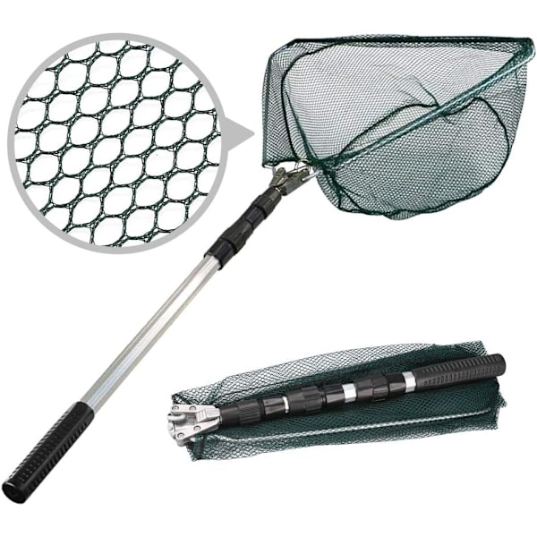 Fällbar fiskehåv teleskopisk hopfällbar utfällbar för fågel fisk fångst frisläppning lätt bärbar aluminiumlegering ramhandtag