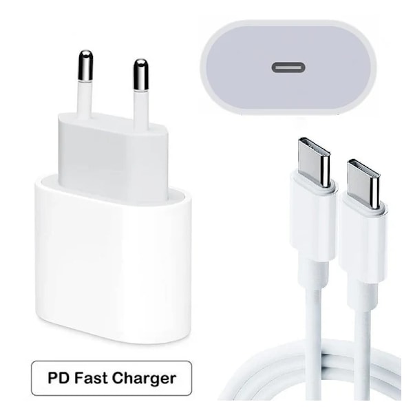 Puhelimen pikalaturi - Adapteri ja kaapeli 20W USB-C 2m