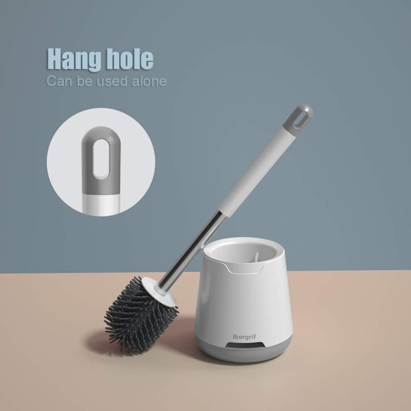 2 pak børster og holder til toilet (børste og støtte til WC, silikone), hvid 2 pcs