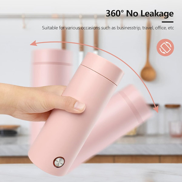 Bærbar Rejsekedel, 400ML Lille Elektrisk Rejsekedel, 3-i-1 Elektrisk Varmekop, Hurtig Kogning og Automatisk Sluk Varmekop (Pink) Pink