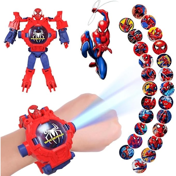 Superhero Robert rannekello, pojan ja tytön elektroninen kello projektori 3D-kello [muunneltava + 21 kuvan projektiota] Ultraman