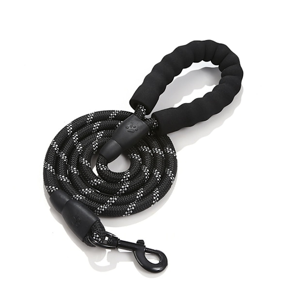 Hundesnore, med blødt polstret håndtag og stærkt reflekterende tråde, 1,5 m lang nylon hundesnor