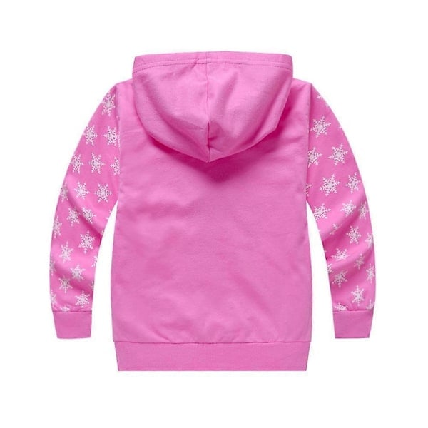 Flickor Frozen Tryckt Långärmad Jacka med Huva Lös Höstjacka med Huva - Rosröd Lämplig för Längd 100cm Rose Red Height 100cm