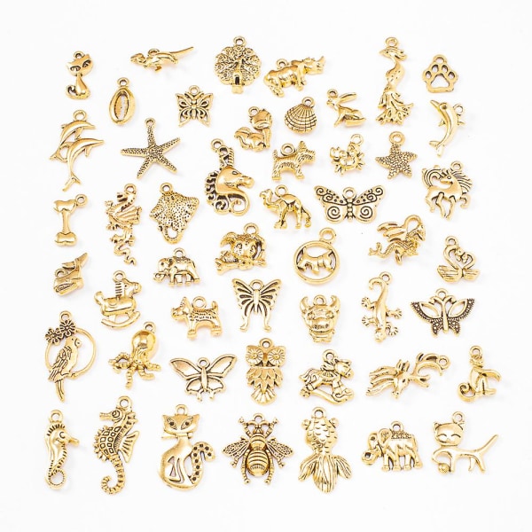 50 st blandade guldberlocker hängen diy för halsband Armband smycken tillverkning och hantverk