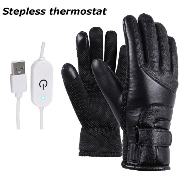 1 par elektriska USB uppladdningsbara batteridrivna vinterhandvarma uppvärmda handskar utomhus stepless thermostat