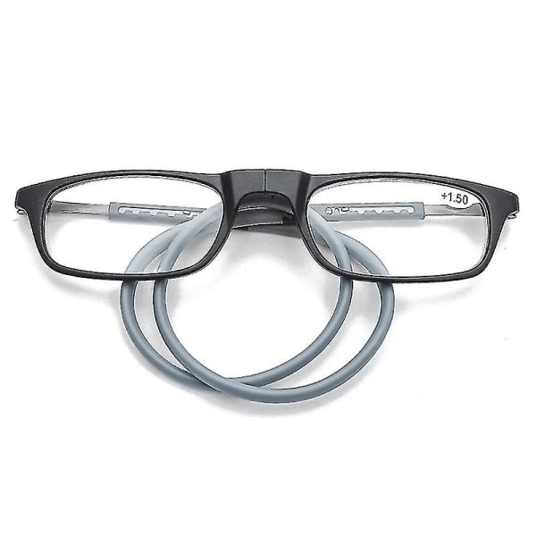 Läsglasögon Högkvalitativa Tr Magnetic Absorption Hanging Neck Funky Readers Glasögon Grey 2.75 Magnification
