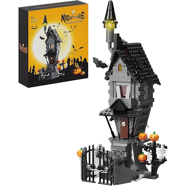 Halloween Hus Byggeklosser Sett Jack Skellington Hus Modell Mareritt Natten Før Jul Kreativ Scene Utstilling for Gutter Jenter Gaver