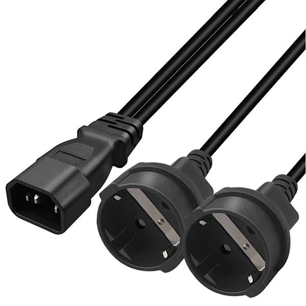 Iec320-c14 Han Til Eu4.8mm+eu4.8mm Hun Adapter Ledning Y-splitter