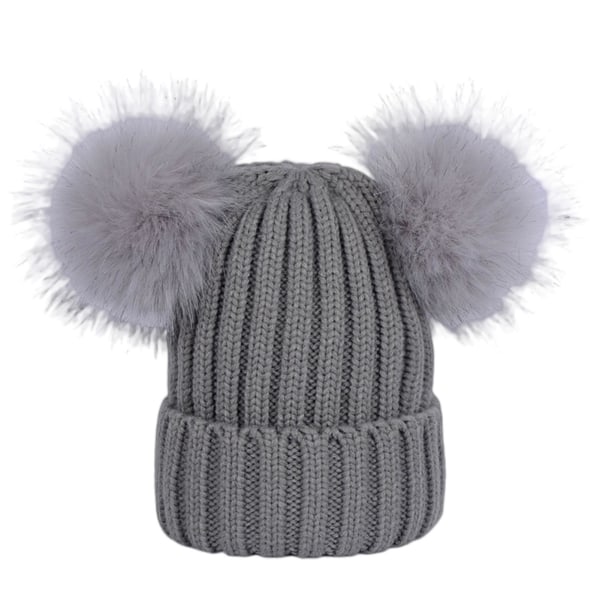 Dammössa enfärgade plyschbollar höst vinter fluffiga pompoms hatt hatt för utomhusbruk grey S