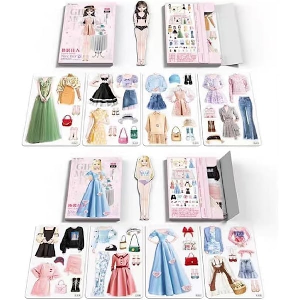 Magnetisk Prinsesse Dukke, Magnetisk Utkledningssett, Leke Sett Magnetiske Utkledningsdukker og Leke for Jenter, Medium Eva Eva