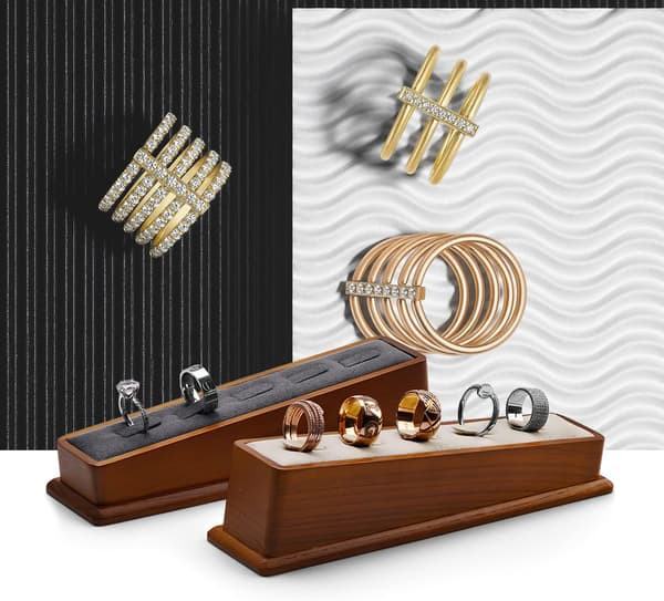 Solid Ringutstillingsstativ i tre Elegant Ringoppbevaringsholder for Smykkebutikk Ringoppbevaring Ringutstilling Dark Grey