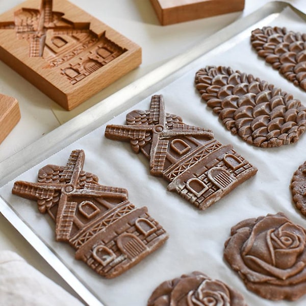 Cookie Cutters i Tre For Kaker Stempel Preging Håndverk Dekor