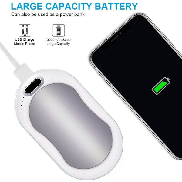 Handvärmare, 10000mAh Laddningsbara Återanvändbara Handvärmare med Temperaturvisning, 3 Nivåer Bärbara Handvärmare