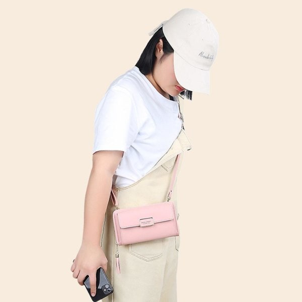 Dam PU Läder Clutch Lång Plånbok Korthållare Telefonväska Handväska Röd Red