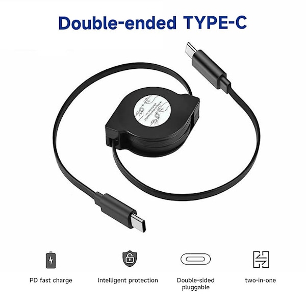 PD 60W USB-C Datakabel, Snabb laddningskabel för bärbar dator med Typ C