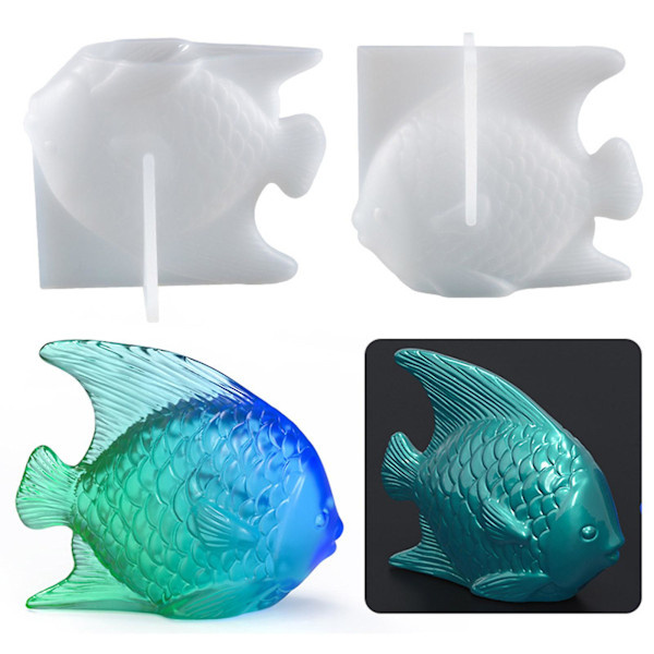 3D Platt Fisk Epoxiharts Silikonformar Smyckestillverkningstillbehör Fo