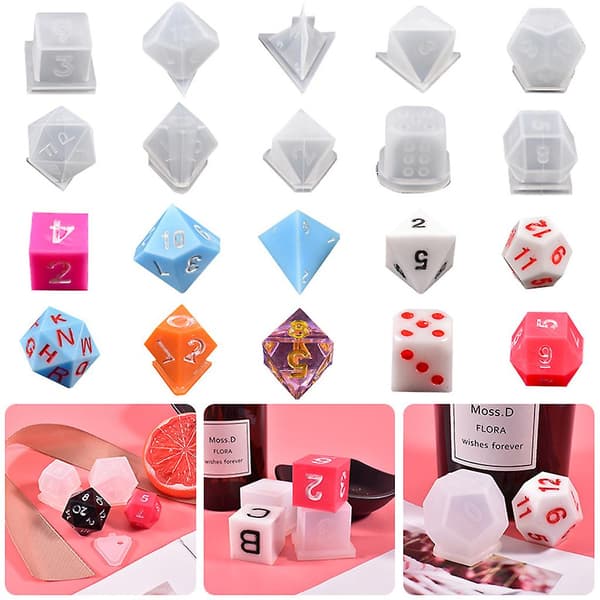 15 Former Uregelmæssige Terninger Epoxy Resin Form Multi-spec Digital Gam