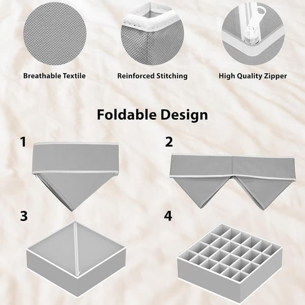 Simple Houseware Skuffeinddeling til undertøj, 4 stk., Grå