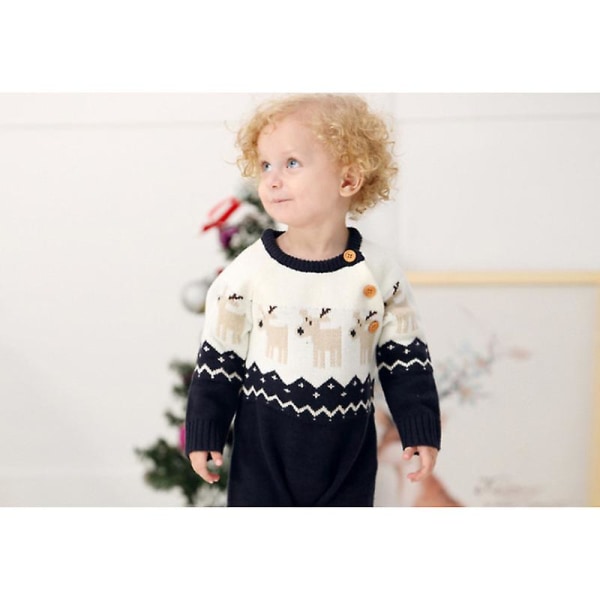 Baby Jultröja Toddler Ren Outfit Långärmad Röda Kläder BLUE 100CM