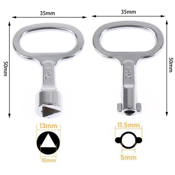 2 stk. panellåsnøkler Universal Triangel/Socket Elektrisk skap