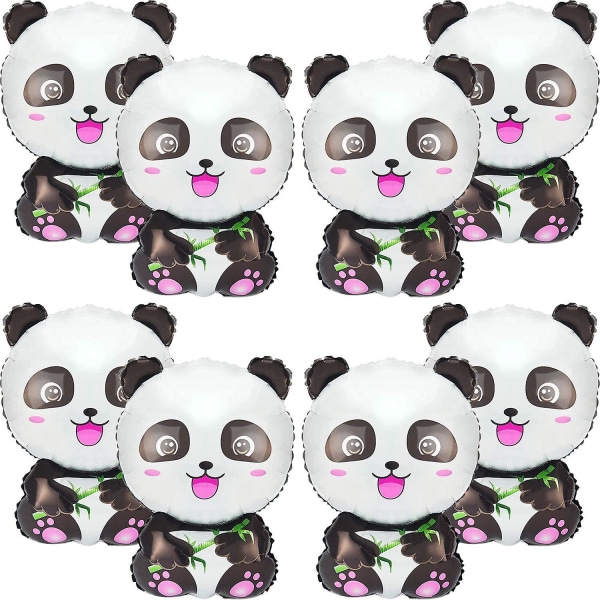 8 delar Pandaballonger Tecknad Pandaformade folieballonger Zoo Djurballonger Pandafesttillbehör Grattis på födelsedagen Pand