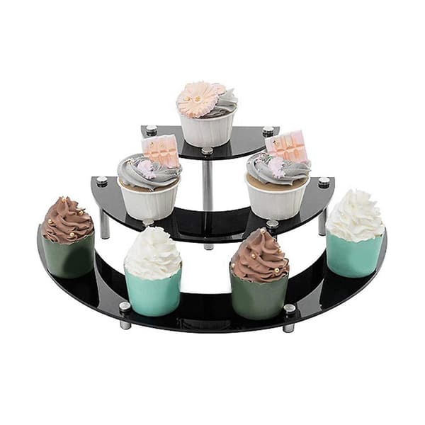Akryl Display Stand, 3-lags Sort Cupcake Stand Display