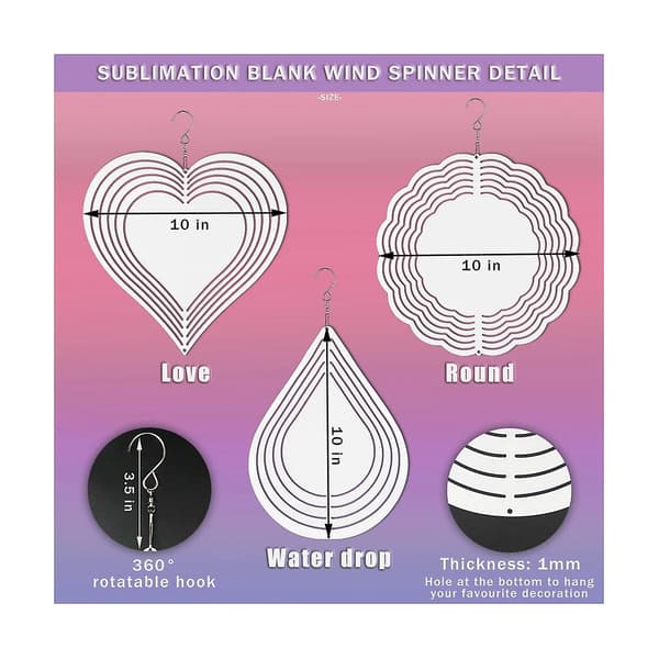 Sublimering Vindspinner Emner, Metall Blank Vindspinnere Vind