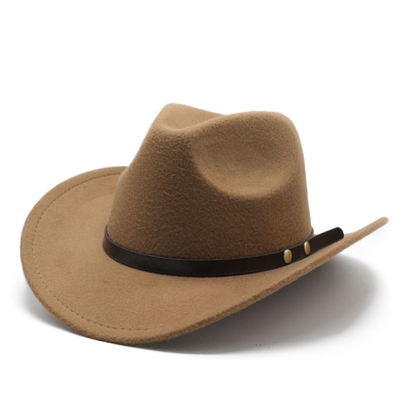 Amerikansk Western Cowboyhatt Filt Hatt För Män Och Kvinnor Ridhatt Rullad Brätte Imitation Ull Jazzhatt Cowboyhatt Svart black