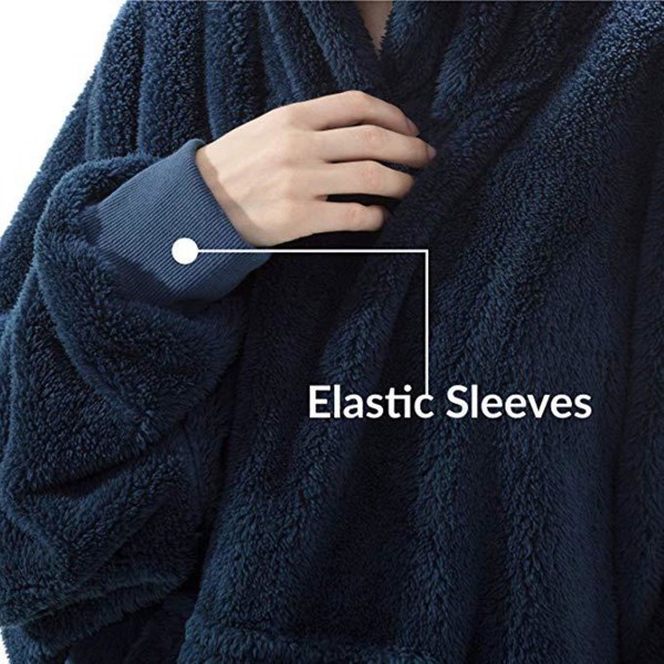 Tröja med huva i överdimensionerad storlek Dubbelsidig fleece Bärbar filt Par Män Kvinnor Hem blue